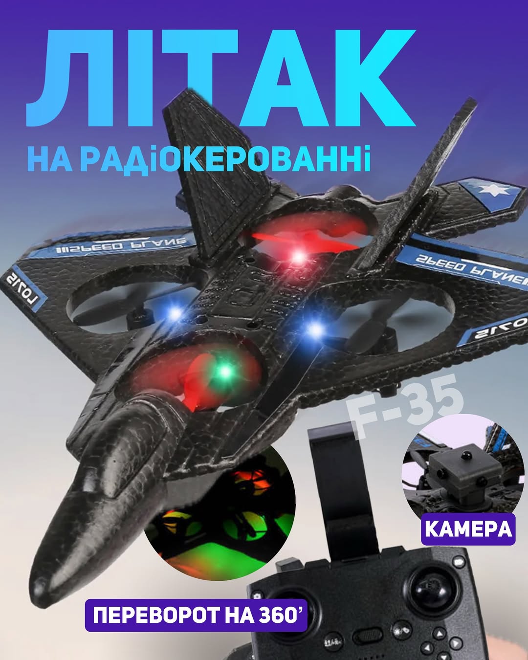 Іграшковий військовий літак-винищувач F22